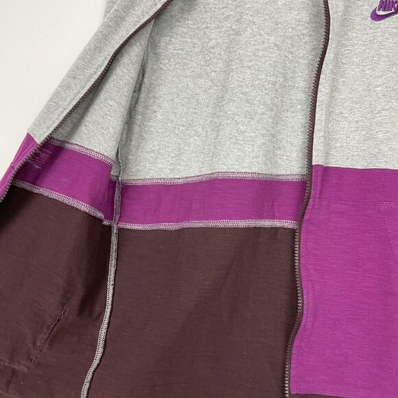 Nike Mens Gray Purple Color Block Jersey Full Zip Hoodie Sweater Size Small - Picture 6 of 9